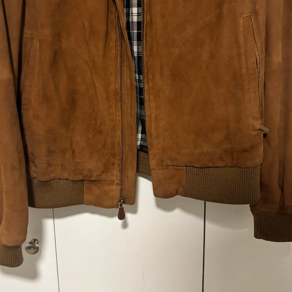 Brooks Brothers Tan/Brown Suede Leather Bomber Jacket - Medium - Picture 12 of 16